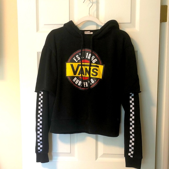 Women’s Vans checkered Hoodie Sweatshirt sz M black - Picture 1 of 5